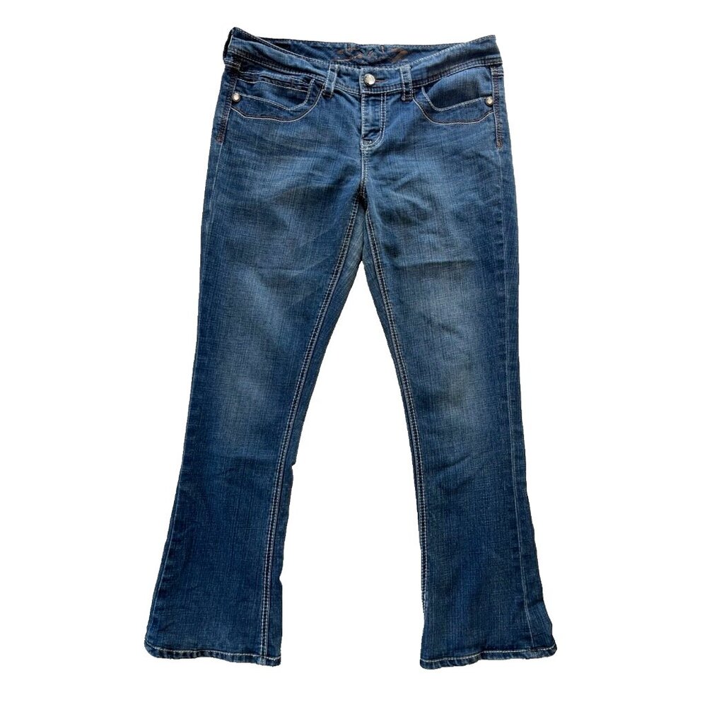 SEVEN JEANS Flares Medium Blue Wash Bootcut Sz 12 Y2K Low Rise 7 For All Mankind